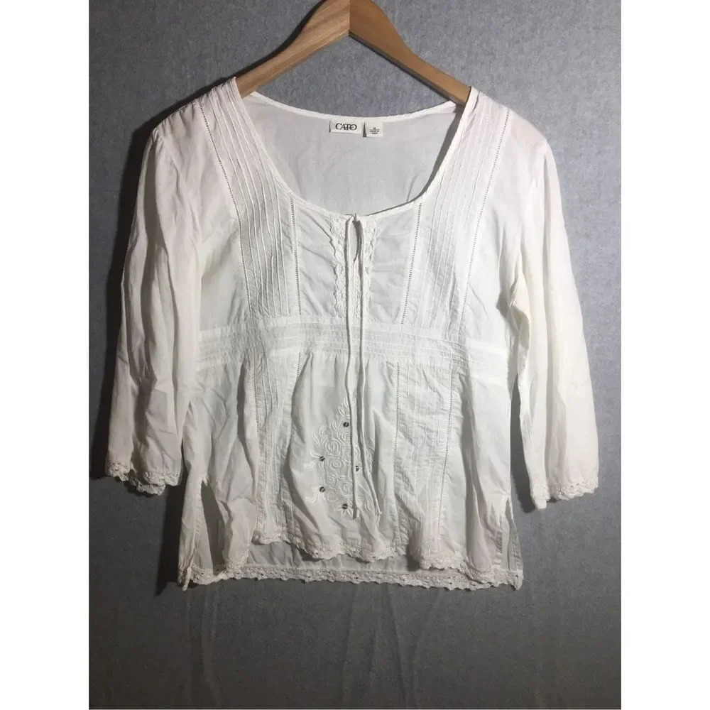 Womens Cato Blouse Boho Lace Details Feminine Romantic Flattering Closet Staple